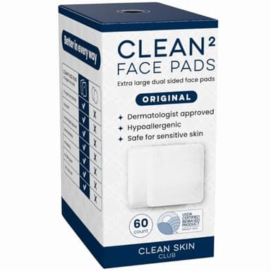 Clean Skin Club Clean² Pads 2.0 [New & Improved Edges] Guaranteed Not to Shed & Tear Face Pads, Unique Triple Layers, Textured & Ultra Soft Side, Organic Disposable Cotton, Pair with Makeup Remover