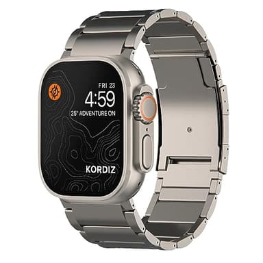 KORDIZ Titanium Watch Band T01 Max - Fits Apple Watch ULTRA 3 & ULTRA 2/1 (49mm) - Adjustable Titanium Apple Watch Band with Secure Clasp - Premium Color Matching Band (T01 Max | ULTRA Silver)