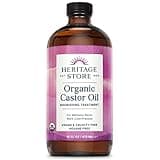 HERITAGE STORE Organic Castor Oil - Glass Bottle - Nourishing Treatment for Hair and Skin - Eyelash Serum for Eyelashes, Brows, Castor Oil Packs - Cold Pressed, Hexane Free, Vegan 16oz