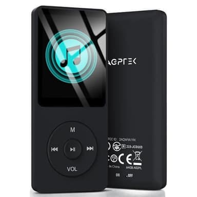 AGPTEK A02PL 64GB MP3 Player, 70 Hours Playback Lossless Sound Music Player, Supports up to 128GB(Black)