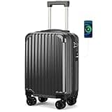 Personal Item Suitcase 18x14x8 Inches Hardside Built In TSA Lock & USB Port Lightweight Luggage With Removable Silent Wheels Underseat Carry-On Bag For Spirit and Frontier and More (Black)