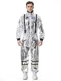 GRAJTCIN Men's Astronaut Costume Adult Space Suit Spaceman Silver Jumpsuit Pilot Flight Alien Halloween Cosplay Costumes (M, Silver)