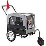 BestPet Dog Stroller 2-in-1Dog Bike Trailer Pet Stroller Bicycle Trailer Jogger Pet Dog Carrier Cart for Medium and Large Dogs Bicycle Carrier with Water-Proof Cover &Universal Trailer Hitch,Gray
