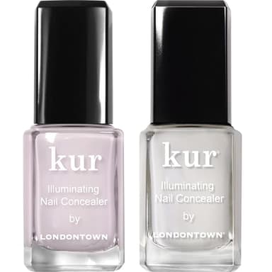 Bundle of LONDONTOWN Illuminating Nail Concealer, Sheer Pink Polish & Original Milky White - Long Lasting Brightening Lacquer Nail Care for Discolored, Yellowing Nails, .40fl oz