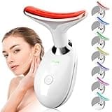 2025 New Face and Neck Massager Tool, 7 Colors LED Womens Skin Care Facial Massager for Skin Rejuvenation, Lifting, Toning, Glow Boost-White