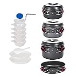 KingCamp 15PCS Aluminum Camping Cookware Set Open Fire Cookware Backpacking Cooking Mess Kit Lightweight Camping Pans and Pots Kit for Hiking Cooking Outdoors