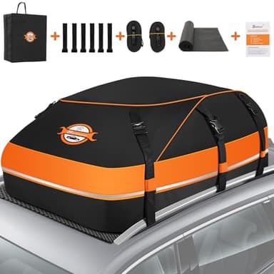 Sailnovo Rooftop Cargo Carrier Waterproof 20 Cubic Feet Car Roof Rack Cargo Carrier Roof Cargo Bag for All Cars with/Without Rack, Includes Anti-Slip Mat, 6 Door Hooks & Waterproof Curtain