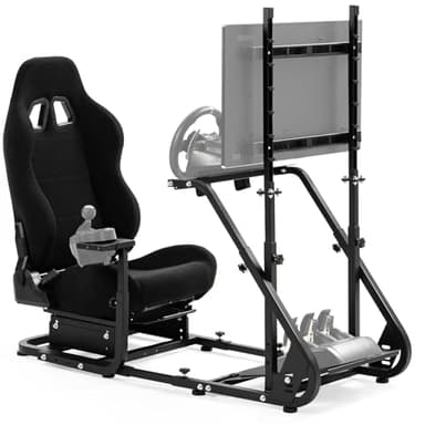 Dardoo G923 Racing Simulator Cockpit with Monitor Mount and Black Seat Adjustable Fits for Logitech G29 G920/Thrustmaster T300, Without Shifter, Wheel, Pedals and Display