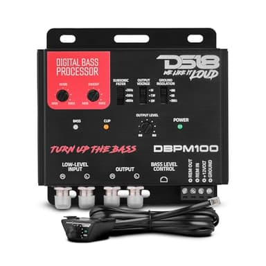 DS18 DBPM100 Digital Bass Processor, 2 Channel Preamp Input/Output, Subsonic Filter, Digital Bass Restoration, Bass Booster, Remote Level Control w/Clip LED, Fully Adjustable Bass Processor (Renewed)