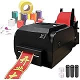 Satin Ribbon Printer Machine, Digital Thermal Ribbon Hot Foil Stamping Printing Machine, Lanyard Textile Foil Stamping Fabric Label Printer, 200DPI, 150mm/s,Supports 50+ Languages,SingleRow