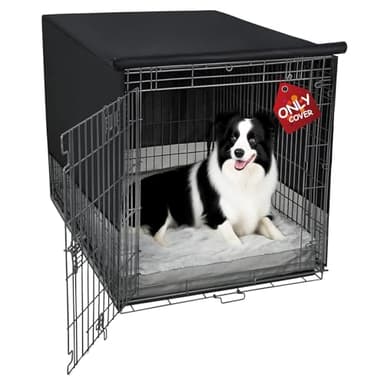 Explore Land Breathable Dog Crate Cover - 4 Sides Mesh Ventilation, Basic Pet Kennel Cover, All Sides Open, Universal Fit for 1 2 3 Doors 48 inches Wire Dog Crate (Black)
