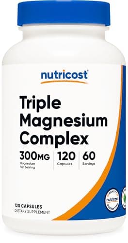 Nutricost Triple Magnesium Complex (300mg, 120 Capsules) - from Di-Magnesium Malate, Bisglycinate and Citrate, 60 Servings