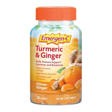 Emergen-C Citrus-Ginger Gummies, Turmeric and Ginger, Immune Support Natural Flavors With High Potency Vitamin C, 36 Count