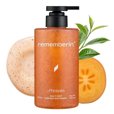 Rememberin Korean Persimmon Body Wash for Aging Body Odor – Targets Nonenal Odor, Gentle Exfoliating Cleanser with CICA & Ceramide (17.6 oz / 500g)