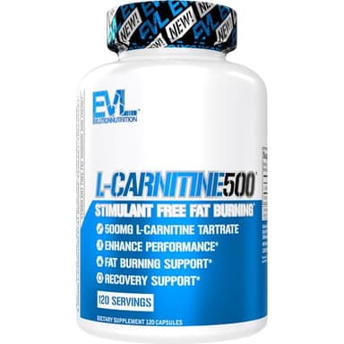 EVL L-Carnitine Supplement for Weight Loss Support - L carnitine 500mg Diet Pills for Weight Loss Lean Muscle Growth and Fat Burning Support with Stimulant Free L Tartrate - 120 Servings