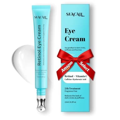 Seacall Retinol Eye Cream - Anti Aging Under Eye Cream with Hyaluronic Acid & Caffeine, Eye Serum for Dark Circles & Puffiness, Reduces Wrinkles & Repairs Eye Area (15ml)