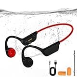 KOPIDOE Bone Conduction Swimming Headphones, IPX8 Waterproof MP3 Player Open-Ear Headphones, Bluetooth 5.4 Bone Conduction Headphones, Wireless Sports Earbuds for Swimming, Running, Cycling (Red)