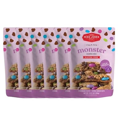 Miss Jones Baking Gluten-Free Chocolate Chip Cookie Mix - More Chocolate Chips, 50% Lower Sugar, Naturally Sweetened Desserts & Treats (Pack of 6)
