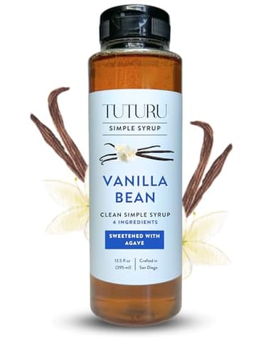 Vanilla Bean Agave Simple Syrup for Coffee & Cocktails - Sweetened with Organic Agave Nectar - Infused with Real Vanilla Bean - 13.5 oz