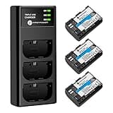 FirstPower LP-E6 LP E6N Battery 3-Pack 2600mAh and Triple Slot Charger for Canon EOS 5D Mark II III IV, 5DS, 5DS R, 6D, 6D Mark II, 7D, 7D Mark II, 60D, 70D, 80D, 90D