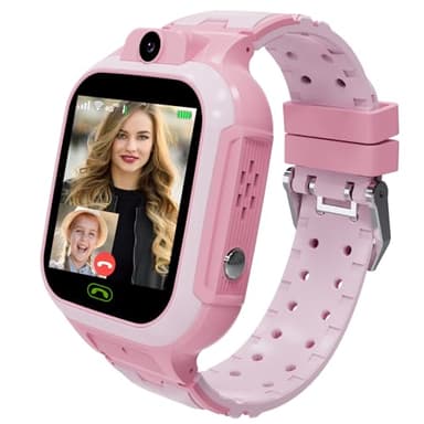4G Kids Smart Watch GPS Tracker - Smartwatch with Two Way Call Video Calling Voice Chat SOS Class Mode Stopwatch Pedometer Games Wi-Fi Touch Screen Alarm Clock Smartwatches for Boys Girl (Pink)