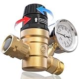 RV Water Pressure Regulator with Adjustable Handle, Upgraded Brass Lead-Free RV Water Pressure Regulator with Gauge, Fit for RV Water Pressure Adjust
