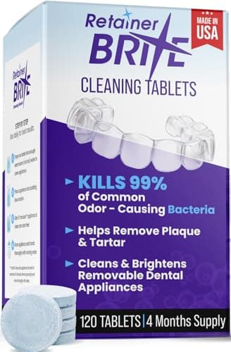 Retainer Brite Retainer Cleaner Tablets for Ultrasonic Cleaners, Used for Cleaning Invisalign, Mouth Guard, Night Guard and More, 4 Month Supply, Made in USA,120 Tablets