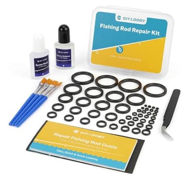 Fishing Rod Repair Kit, Ceramic Eyelet Inserts Replacement Kit with Fishing Rod Epoxy Glue