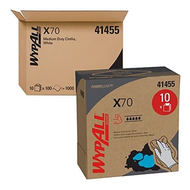 Kimberly Clark Safety 41455 White Wypall Disposable X70 Wiper, 9.1" Width x 16.8" Length (Pack of 1000)