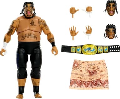 Mattel WWE Ultimate Edition Action Figure & Accessories Set Umaga 6-inch Collectible with Swappable Heads & Hands, 30 Articulation Points