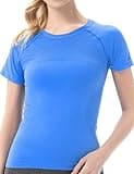 MathCat Workout Shirts for Women Short Sleeve Seamless Yoga Athletic Tees Sports Breathable Gym Athletic Tops Lakeblue