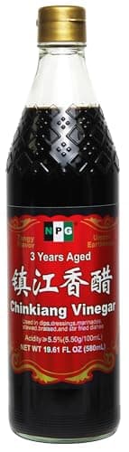 NPG Chinkiang Vinegar 19.61 Fl Oz (580ml), 3 Years Aged Zhenjiang Black Rice Vinegar, Naturally Brewed Chinese Black Vinegar For Dumplings, Xiao Long Bao, Sushi, Salad, Marinade, Stir Fry