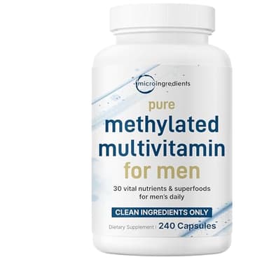 Micro Ingredients Pure Methylated Multivitamin for Men, 240 Capsules | 30 Essential Nutrients with Activated B Complex & Methylfolate + Saw Palmetto, Ginseng, Maca, Lycopene, Vitamin D3 & Zinc