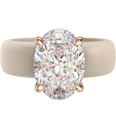 Rinfit Silicone Ring with Stone - Oval Cut Cubic Zirconia Solitaire Engagement Ring for Women - Rubber Wedding Bands - Nude/Rose Gold - Size 5