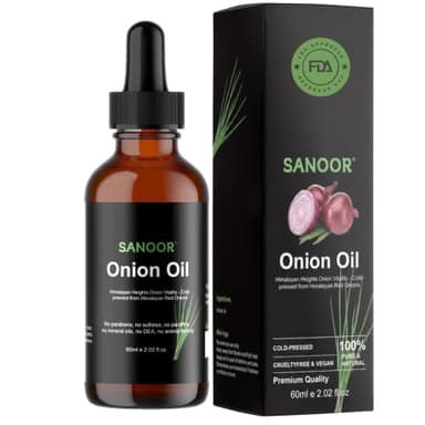 SANOOR Pure Red Onion Hair Oil for Women & Men, Hair and Scalp Massage & Growth Oil for Dry, Dull & Frizzy-Feeling Hair, Pre-Wash Conditioning Oil for Softness, Smoothness, Shine, 60 ml