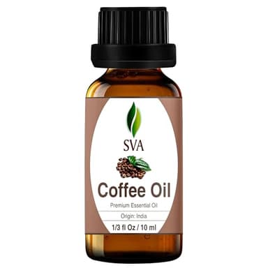 SVA Coffee Essential Oil – 1/3 Fl Oz – 100% Natural Coffee Oil - for Diffuser, Hair Care, Face, Skin Care, Aromatherapy, Scalp and Body Massage, Soap and Candle Making