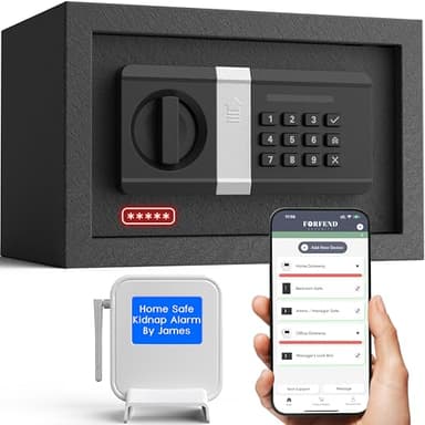 FORFEND Smart Home Safes | WiFi Safe Box App Unlock/Alarm | Voice Control, Kidnap SOS Alarm, Tamper Detect, Frozen Mode | Money Security Lockbox History Track | Digital Caja Fuerte Remote Live Monitor