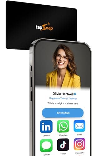 TapSnap Digital Business Card - No Subscription, Unlimited Tap Sharing - NFC + QR - Compatible with iPhone & Android - Custom Business Card (Black)