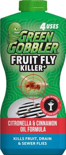 Green Gobbler Fruit Fly Killer+ - Kills Fruit Flies, Drain Flies & Sewer Flies, Gel Treatment for Use in Sinks & Pipes - Safe for Septic Systems, 32oz