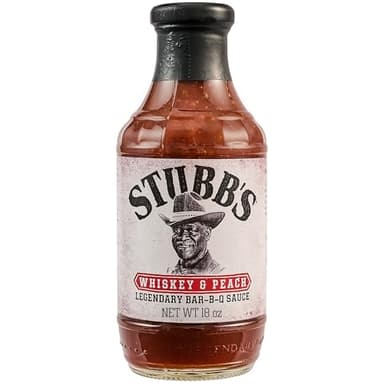 Stubb’s BBQ Sauce, Whiskey & Peach, Kosher, No Artificial Flavors, No High Fructose Corn Syrup, Sweet and Tangy Sauce for Ribs, Chicken, Wings, Steak, Pork & More, 18 oz