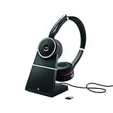 Jabra Evolve 75 UC Wireless Headset, Stereo – Includes Link 370 USB Adapter and Charging Stand – Bluetooth Headset with World-Class Speakers, Active Noise-Cancelling Microphone, All Day Battery