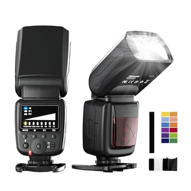 PHOTOOLEX Camera Flash for Canon Nikon Sony Panasonic Olympus Fujifilm Pentax Sigma Minolta Leica and Other SLR Digital and Digital Cameras with Single Contact Hot Shoe