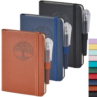 NIRMIRO (3 Pack) Small Journal Pocket Notebook with Pen, A6 (3.7" x 5.7"), for Men Women Work, Writing, Travel, Business