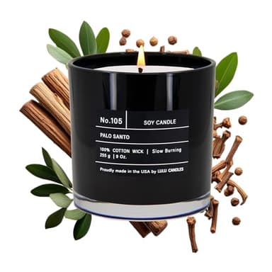Lulu Candles | Palo Santo | Luxury Scented Soy Jar Candle | Hand Poured in The USA | Highly Scented Candles for Home Fragrance & Decor (9 Oz.)