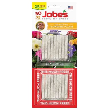 Jobe's Plant Food Fertilizer Spikes, Easy Plant Care for All Indoor Flowering Houseplants, 50 Count