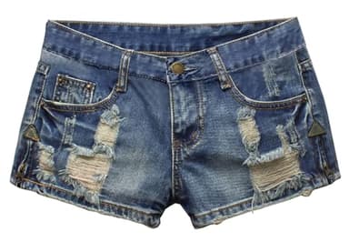 Fensajomon Women's Low Rise Summer Ripped Distressed Frayed Denim Shorts Sexy Jean Light Blue M