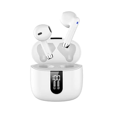 HHTTXXYY Hd Digital Display True Wireless Bluetooth Headset Bluetooth 5.3 in-Ear TWS Headset Call Noise Reduction Stereo (White)