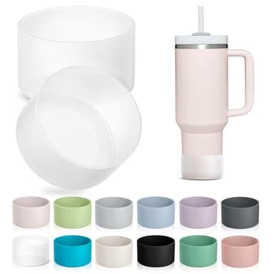 KTKUDY 2-Pack Silicone Boot for Stanley Tumbler 40 30 20 oz & Intended for Hydro Flask 12-24 oz - Cup Boot fit Select Yeti, Simple Modern, Owala Water Bottle - Bottom Cover Accessories Fit Stanley Cup
