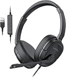 LEVN Headset with Mic, USB Headset with Microphone for PC, Headset with Microphone for Pc from Home/Office/Call Center with Noise Cancelling, Super Lightweight Design for Long
