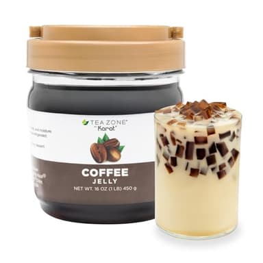 Tea Zone Coffee Jelly for Beverage, Sweet, Ice Cream Topping- Jar (1lb)
